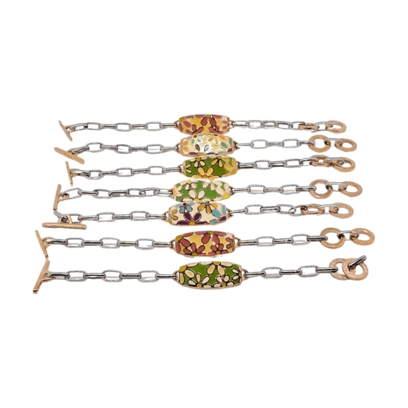 LOT OF 7 PIECES Floral Enamel Bracelet - Picture 9 of 11